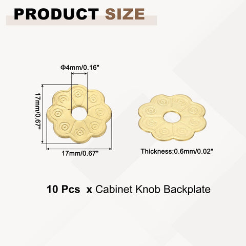 Set Of 10 Vintage Brass Cabinet Backplates With 1 Inch Floral Flower Shape Washers for Doors Drawers Cupboards and Closets