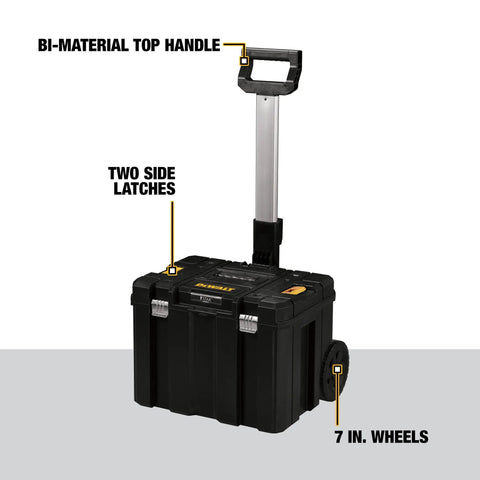 Rolling Tool Box With Wheels And Telescopic Handle Large Deep Stackable TSTAK Carrier For Home Shop Or Jobsite