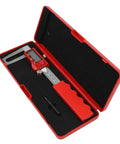 Digital Brake Disc Caliper 0-150mm Stainless Steel LCD Electronic Vernier in red case, open showing display and measuring jaws.