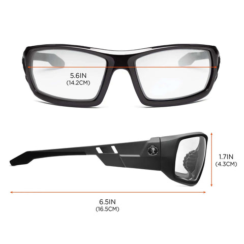 Skullerz Odin Safety Glasses Black Frame Clear Lenses Built For Real Tough Jobs High Impact Eyewear For Work ANSI Z87.1 Plus CSA Z94.3 MIL PRF 32432 Ballistic Protection Durable Full Frame UV 99.9 Percent Eye Safety And All Day Comfort