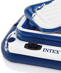 Close-up of Inflatable Mega Chill II Beverage Cooler Float For 72 Cans With Lid Poolside Party Essential Built To Stay Cold On The Water Easy Clip On Design For The Lake Or Pool Durable Drink Cooler showing corner details and texture.