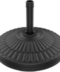 Heavy Duty 90 Lb HDPE Round Patio Umbrella Base for 1.5 to 1.9 Inch Poles Adjustable Fill Weighted Umbrella Stand for Garden Lawn Deck Backyard and Pool Black with decorative ridged design