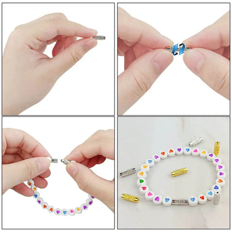 50 Pcs Brass Screw Twist Clasps For Jewelry Making Kit Dope Durable Barrel Clasps Cord End Caps For DIY Bracelet Projects