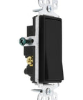 Decora Rocker 3 Way Quiet Switch For 15 Amp 120 To 277 VAC Residential Grade With Grounding And Dust Shield Frame Black