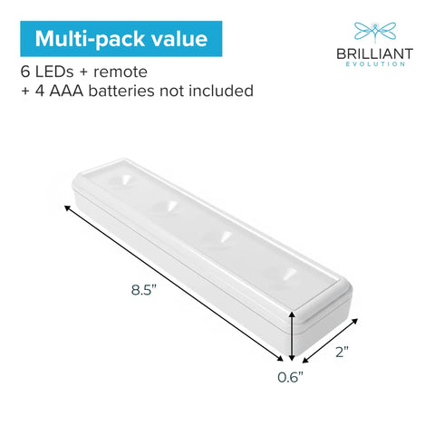 Warm White Wireless LED Light Bar 8.5 Inch For Under Cabinets And Above Sinks With Remote Dimmer Tap Light Battery Operated