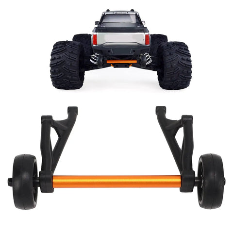 RC Wheelie Bar Kit For ZD Racing MX 07 4WD 1/7 Scale RC Truck with Double Wheel Stability Upgrade, black and orange design