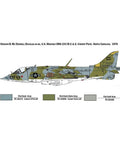Side view of 1:72 AV8A Harrier Model Kit Unbuilt Plastic Aircraft with detailed twin-engine jet and bubble cockpit