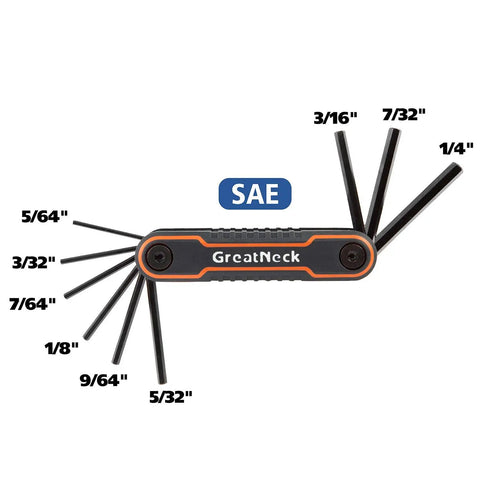 25 Piece Folding Hex Key Set SAE And Metric With Color Coded Bodies And Labeled Sizes Allen Wrenches Folding For Easy Identification