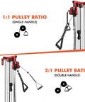 Wall Mount Cable Crossover Machine With Dual Pulleys And 19 Adjustable Positions For Home Gym Fitness Equipment Red pulley ratios