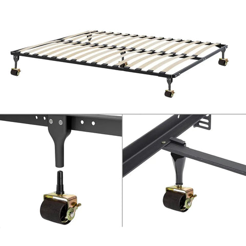 Eight Pack Heavy Duty Bed Frame Casters with Locking Swivel Wheels, 2 Inch Metal Rollers and Plastic Socket Sleeve Inserts