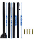 Four black segments of Heavy Duty Shade Sail Poles 9.4Ft Outdoor Sun Shade Pole Kit Steel Rust Resistant Support with bolts.