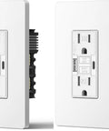 15Amp Gfci Outlet With Usb Ports, Type A And Type C Charging Hub, Pack Of 2, ETL Certified, screwless wall plate, side view