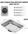 Heavy Duty Magnetic Tray Set For Tools And Fasteners, Stainless Steel Magnetic Trays, 3.6 by 2.5 inch, parts organizer, 2 pieces