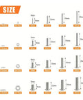 1280 Piece Stainless Steel Hex Socket Cap Head Screws And Nuts Kit M2 To M5, Heavy Duty Boss Grade Anti Loosening Fasteners For Equipment Models Furniture DIY Projects Assembly And Hobby Builds, size chart