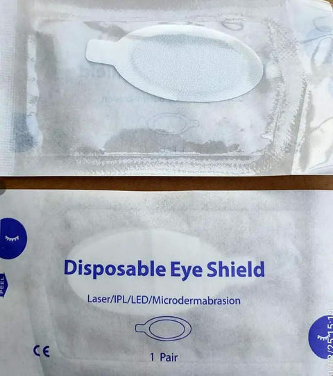 Rock Solid Disposable Laser Eye Shields For IPL Led Facial Treatments Easy Application Medical Pads With OD7 Barriers packaged and ready for use.