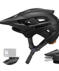 EMTB Mountain Bike Helmet NTA8776 Certified With Triple Protection, 3 Level Adjustable Visor, Built In Camera Mount, Matte Black Medium side view