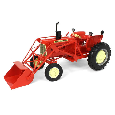 Allis Chalmers D Fifteen Tractor With Front Loader One Sixteenth Scale Die Cast Model Poseable Front Wheels Open Station