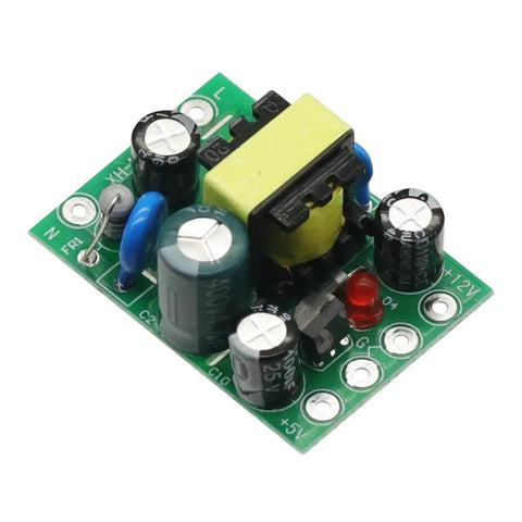 Two Pack AC DC Isolated Switching Power Supply Module Board Dual Output 110V 220V To 5V And 12V DC Converter Power Module For DIY Projects DIY Friendly compact PCB with transformer and capacitors