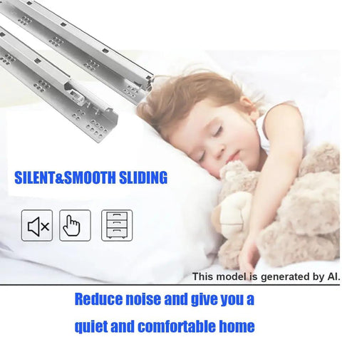 Six Pairs 21 Inch Undermount Soft Close Drawer Slides Kit, Heavy Duty 85LB Load, Quiet Glide For Half And Five-Eighth Inch Drawer Boxes, 2-Way Adjustable, Easy Install silver drawer slides with sleeping child graphic