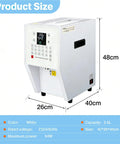 3.5L Digital Automatic Powder Dispenser With 17 Memory Presets, dimensions 40x26x48cm, white color, front view display