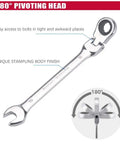 Beefy 10mm Metric Flex Head Gear Wrench With Box End And 72 Tooth Ratcheting No Skipped Sizes High Polish Chrome Finish