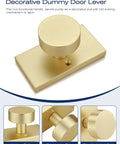 Two Pack Brushed Gold Dummy Door Knobs For Interior Doors Non Functional Decorative Handles For Closets And Pantries Single Side Install Zinc Alloy Build For Easy Push Pull Access, brushed gold dummy knob