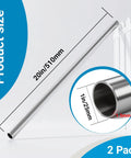 Two-pack 1-inch OD 304 stainless steel tubes, 20 inches long, 1.5 mm wall thickness, angled side view
