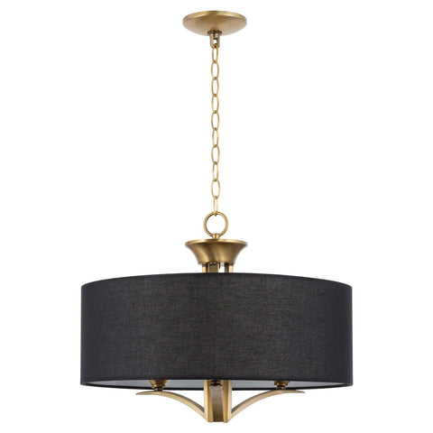 Alondra 20 Inch Modern Drum Gold Chandelier With Large Black Linen Shade 3 Light Modern Farmhouse Hanging Pendant Ceiling Light In Warm Brass Finish For Living Room Kitchen Island