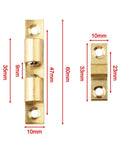 Rock Solid Double Adjustable Brass Ball Catch For Cabinet Doors And Cupboards, Gold Tone Roller Latch With Tension Spring, Secure Furniture Door Closure Hardware For Kitchen And Home 60mm, showing measurements