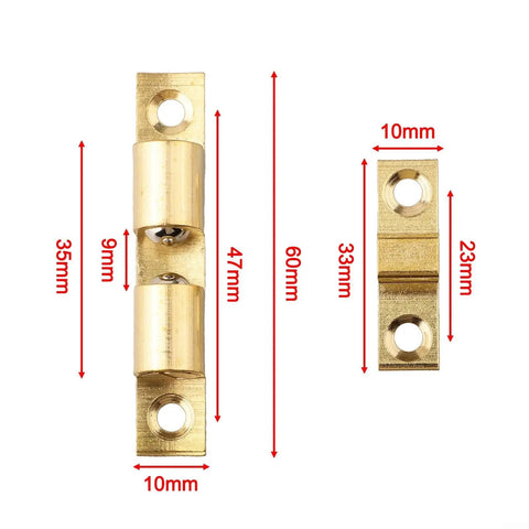 Rock Solid Double Adjustable Brass Ball Catch For Cabinet Doors And Cupboards, Gold Tone Roller Latch With Tension Spring, Secure Furniture Door Closure Hardware For Kitchen And Home 60mm, showing measurements