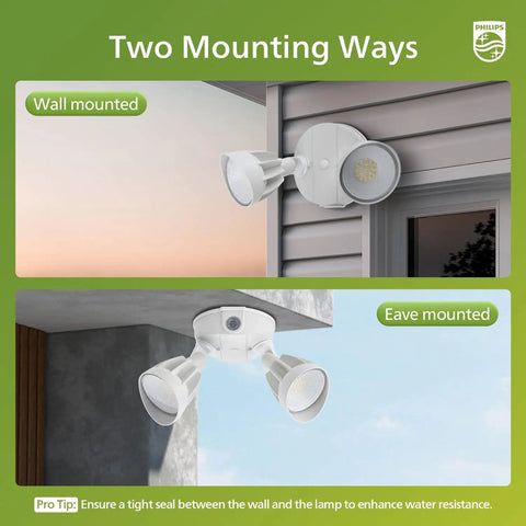 Dusk To Dawn 44W 3500LM LED Security Flood Light No Bulbs To Change Outdoor 5000K Daylight Wet Location wall and eave mount