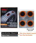 96 Round Inner Tube Patches 25mm Repair Kit For Bicycle Road Bike MTB BMX Scooter And Inflatable Tires Compatible With Rubber Cement Quick Patch Puncture Fix For High Pressure Tubes Sweet Deal, 25mm patches displayed with box