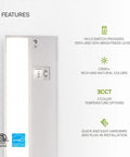 9 Inch Dimmable Under Cabinet Lights Kit With Plug In Or Hardwired Install Three Color Temps 2700K To 4000K High Low Off Switch Linkable White LED Under Cabinet Lighting For Kitchen ETL Listed shown with features like brightness levels and installation options.