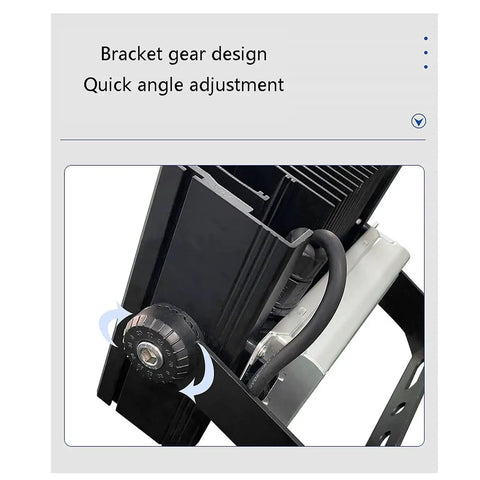Bracket gear design for quick angle adjustment on 100W 300W LED Flood Light IP66 Waterproof Security Wall Light.