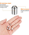 Hand holding five pieces of 5 Piece Set 8Mm X 9Mm Stainless Steel Ball Spring Plungers 40N Force No Step Positioning Latch for Cabinets.