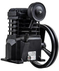 Heavy Duty Two Cylinder Cast Iron Air Compressor Pump Built Tough To Knock Any Job Out Delivering 2 Horsepower And Smooth 5.5 Scfm Flow Fits Up To 40 Gallon Tanks For Shop side view of cast iron pump