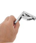 4 Pack 90 Degree Folding Cabinet Door Hinges For Corner Cabinets, Hidden Soft Close Brackets, held in a hand, metal support