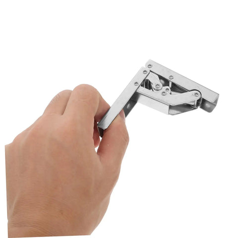 4 Pack 90 Degree Folding Cabinet Door Hinges For Corner Cabinets, Hidden Soft Close Brackets, held in a hand, metal support