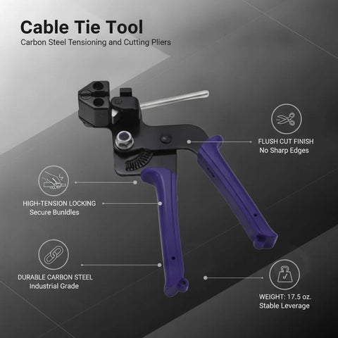 Cable Tie Tool For Quick Tensioning And Cutting With Carbon Steel Pliers, 13 Inch, showing high-tension locking mechanism.