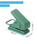 Heavy Duty Handheld Hole Punch One Quarter Inch For Paper Craft Scrapbook Tags And Tickets, Ergonomic Green Metal Puncher 6mm