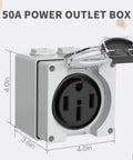 50 Amp NEMA 14-50R Outdoor Receptacle Box Weatherproof Power Outlet 125/250V ETL Listed 3-Pole 4-Wire Grounded
