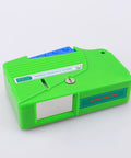 Front view of Amazon green fiber-optic connector cleaner for 2.5/1.25 mm FC/SC/ST/LC connectors, blue insert, 4-in-1.