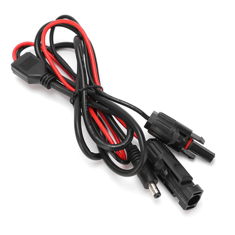 Brass DC5521 Solar Power Cord 300V For Household Appliances Flexible Heavy Duty Cable For Stable Power Transmission Everyday Home Use Plug In Ready Kink Resistant Easy Storage, black-red 0.5m cable