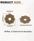 10 Pack Vintage Flower Brass Cabinet Backplates For Doors, Drawers, Cupboards, And Closets, 1 Inch Decorative Gasket Washers