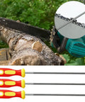 Three Round Chainsaw File Kit For Sharpening Chains, Includes 4mm 4.8mm And 5.5mm High Carbon Steel Files, Portable Woodworking Saw Chain Maintenance With Plastic Handle.