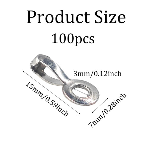 100 Pieces Ball Chain Pull Loop Connectors For Bead Chain 3mm And 3.2mm, 304 Stainless Steel Clasps, product size diagram
