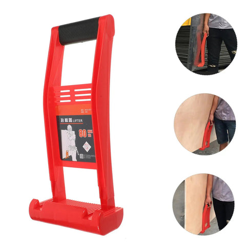 Heavy Duty Plasterboard Lifter With Non Slip Handles For Easy Drywall And Plywood Panel Handling Plus Ergonomic Design To Save Your Back From Labor, red plastic design.