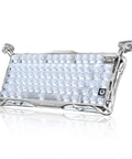 75 Percent Compact Wireless Mechanical Gaming Keyboard Featuring Hot Swap Switches Ridiculously Solid Aluminum Frame with sleek silver design and backlit keys.