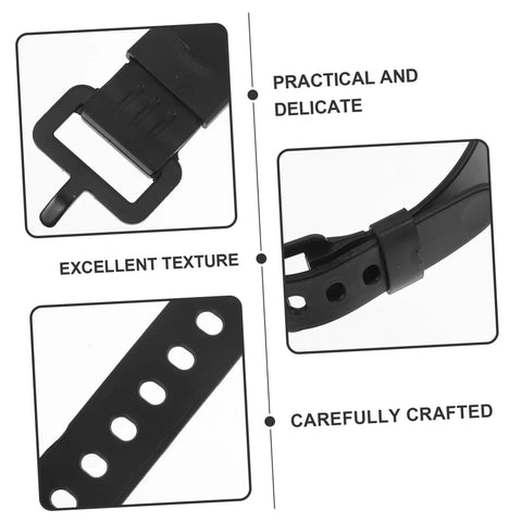 Close-up of heavy duty adjustable zip ties for indoor and outdoor use, featuring a quick release buckle and robust strap texture.