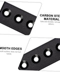 Close-up of Heavy Duty Track Connecting Plate Set For Barn Doors Carbon Steel Bracket Connectors with smooth black finish.